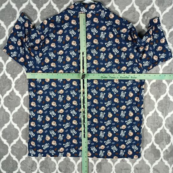 Star Wars Shirt Mens Large Blue Pocket Button Up Short Sleeve Handmade OOAK - Picture 4 of 7